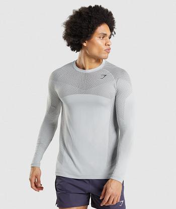 Gymshark Apex Seamless Muške Dugi Rukav Svijetlo Sive Crne Sive | HR 2640WNB